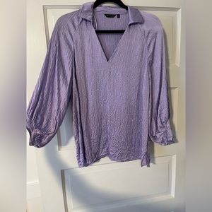 Massimo Dutti Orchid Lavender Purple Textured Silk Top